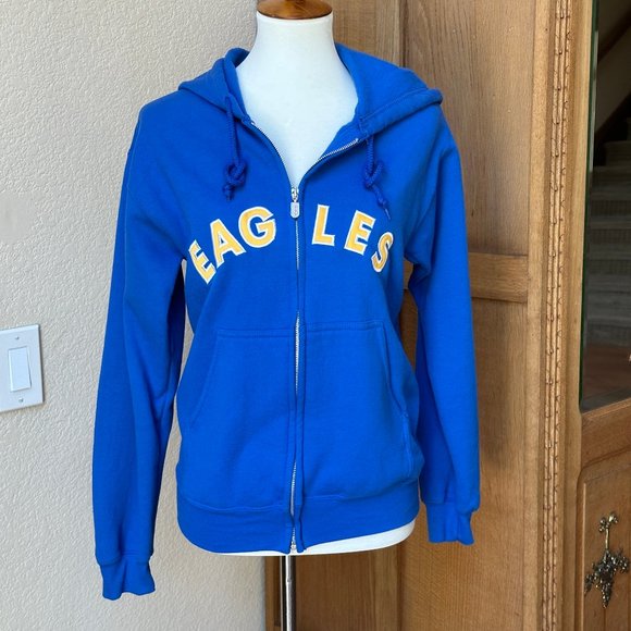 EAGLE Unisex Small Blue Zip Sweatshirt Hoodie - Picture 5 of 10